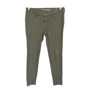 American Eagle Women Skinny Jeans 10 Green Mid Rise Casual Super Stretch Jegging